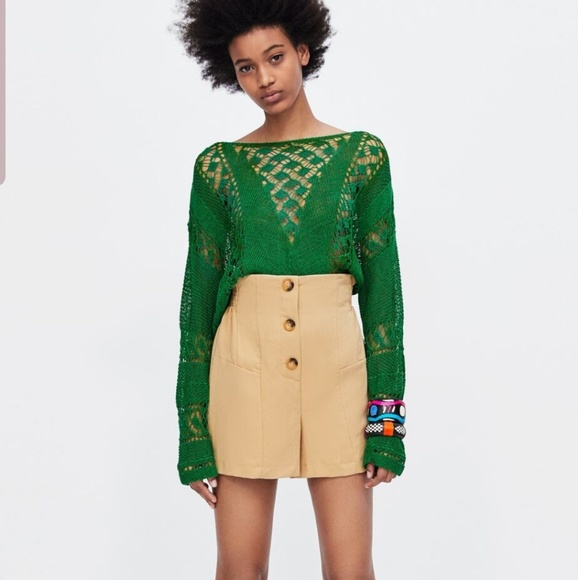 Zara Sweaters - RARE ZARA KNIT GREEN SWEATER